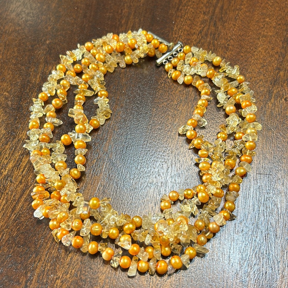 SALE!!! Ross Simons Pearl and Citrine Chip Choker